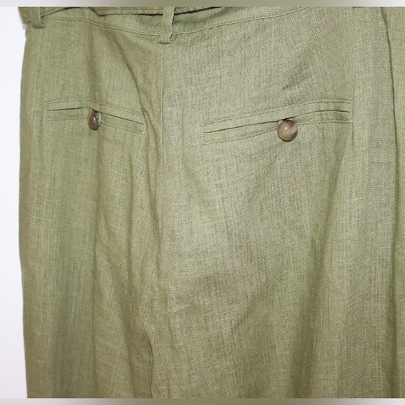English Factory | Green Flare Belted Linen Pants Size M - Picture 5 of 9